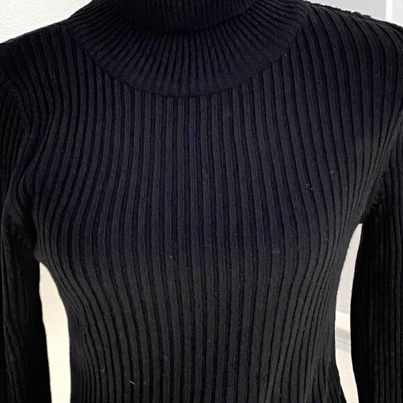 ASOS Black Ribbed Turtleneck Size 8 Stretchy Fitted Basic Core - Picture 3 of 6
